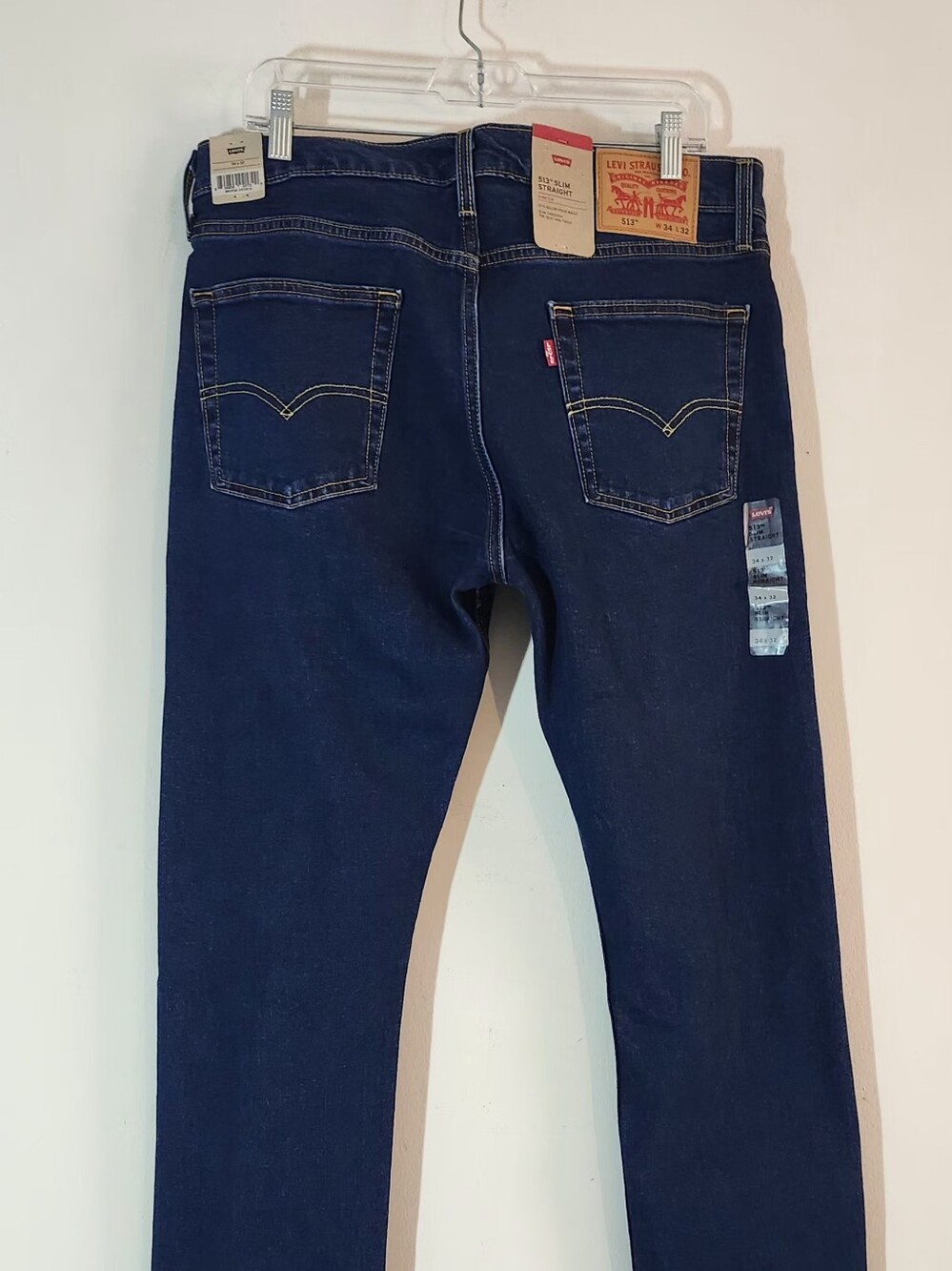 Levi's 513 Slim Straight Jeans Size: 34x32, Color:Dark Blue Wash